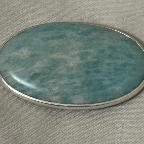 925 Sterling Silver Plated Larimar Pendant Large Oval Genuine Stone NWOT - Picture 7 of 12